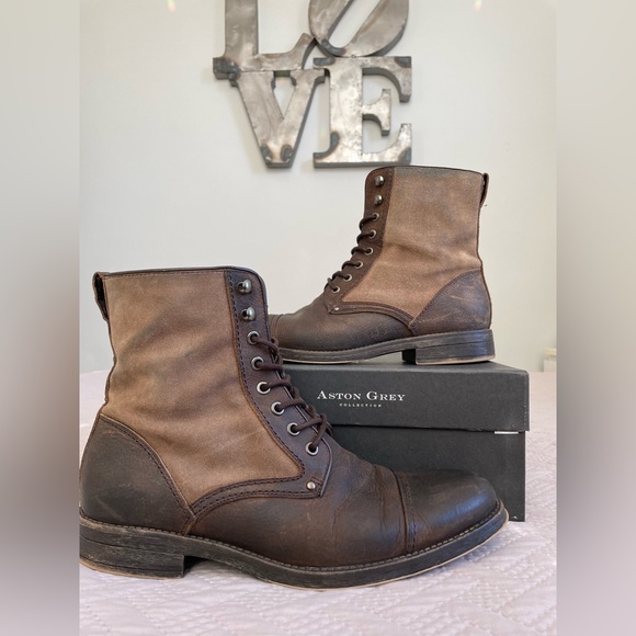 Brown Leather Boots Men’s Size 10 - Picture 1 of 12